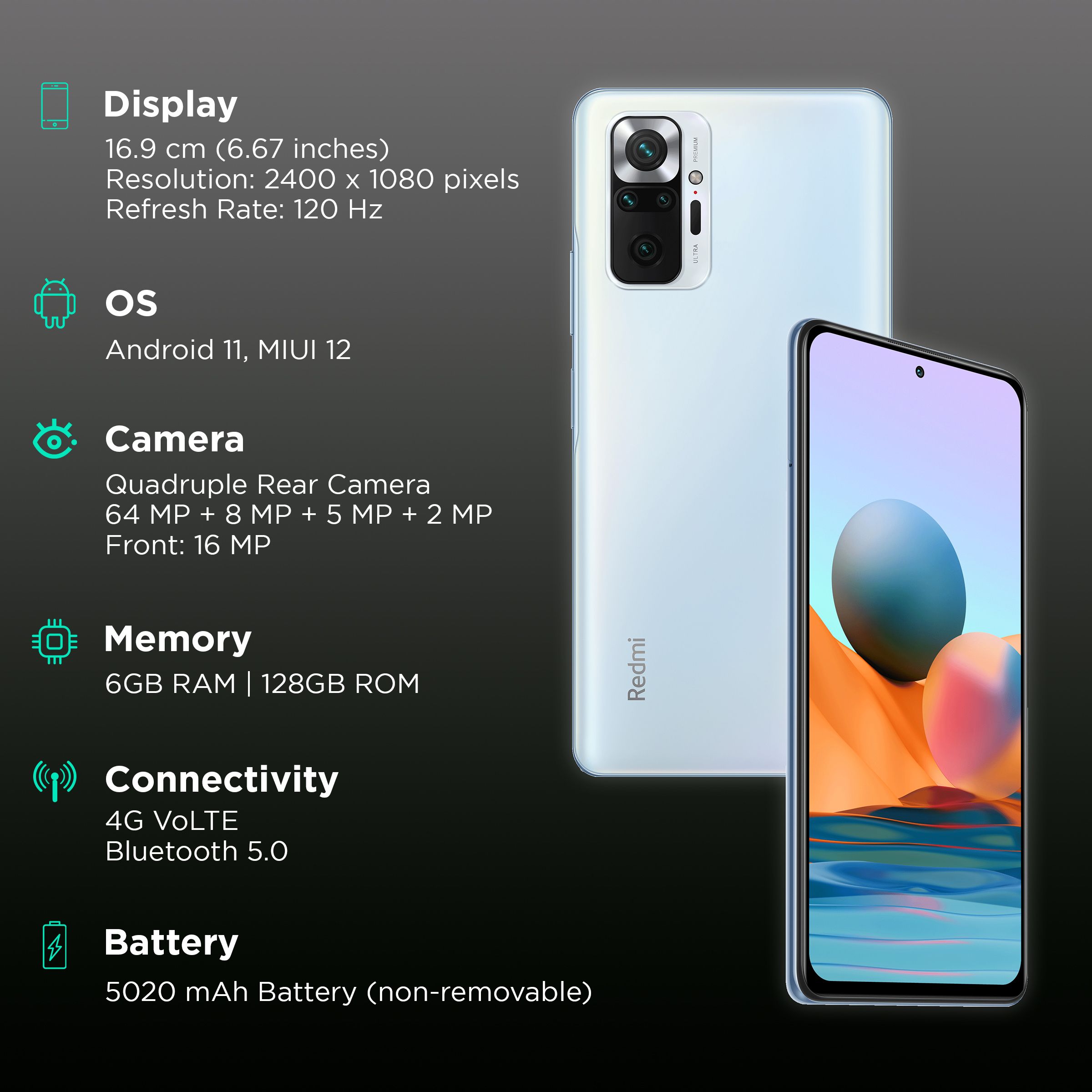 Redmi Note 10 Pro 6GB RAM 128GB ROM 元箱あり Redmi Note 10 Pro (Dark Nebula, 6GB RAM, 128GB Storage) -120hz